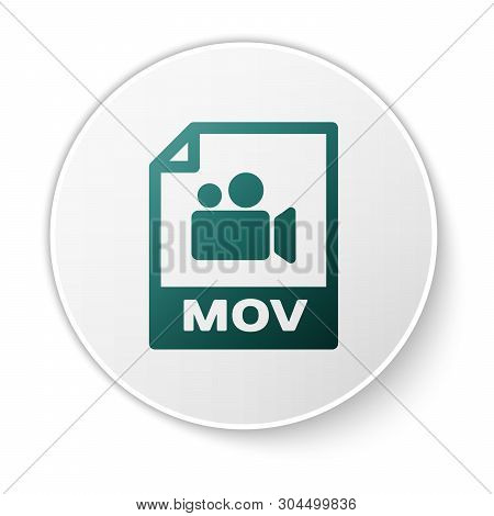 Green Mov File Document Icon. Download Mov Button Icon Isolated On White Background. Mov File Symbol