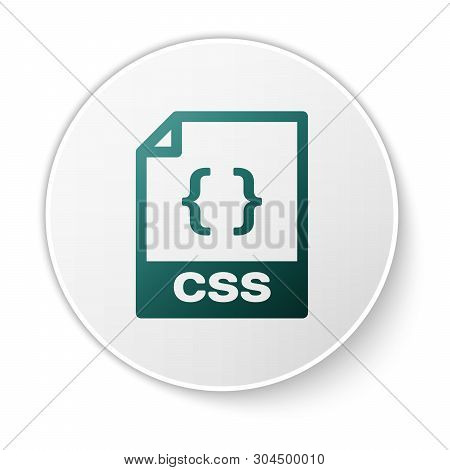 Green Css File Document Icon. Download Css Button Icon Isolated On White Background. Css File Symbol