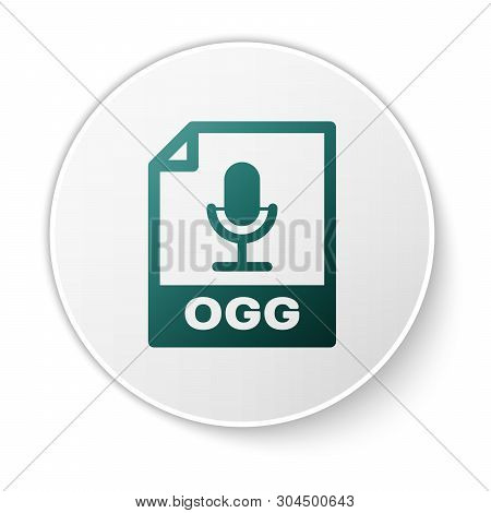Green Ogg File Document Icon. Download Ogg Button Icon Isolated On White Background. Ogg File Symbol