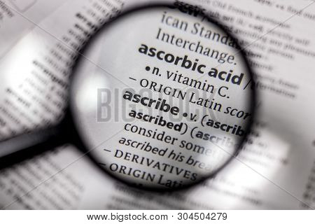 The Word Or Phrase Ascribe In A Dictionary Book.