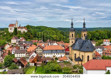 Medieval Castle Of Goessweinstein With Basilica, Bavaria In Germany