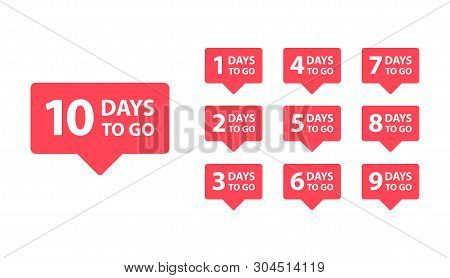 Number 1, 2, 3, 4, 5, 6, 7, 8, 9, 10, Of Days Left To Go. Collection Badges Sale, Landing Page, Bann
