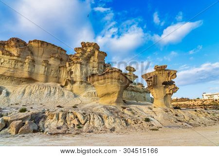 View Of The Erosions Of Bolnuevo, Las Gredas, Mazarron. Murcia, Spain