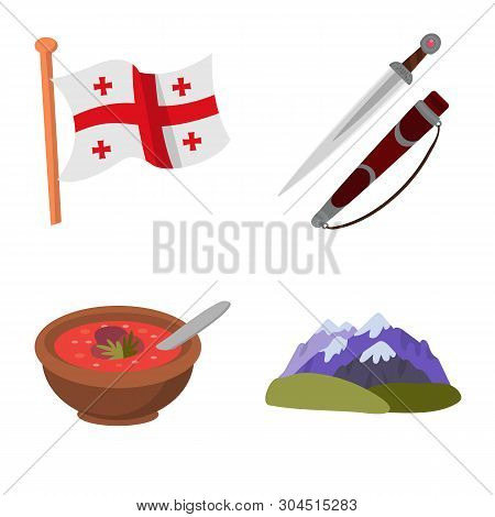 Vector Illustration Of Caucasus And Traditions Symbol. Set Of Caucasus And Attributes Vector Icon Fo
