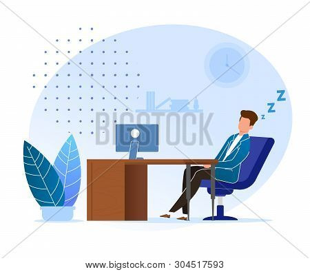 Procrastination Waiting For Right Time Cartoon. Difficult For Man To Force Himself To Begin To Perfo