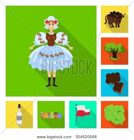 Vector Illustration Of Traditional And Tour Sign. Set Of Traditional And Landmarks Stock Symbol For 