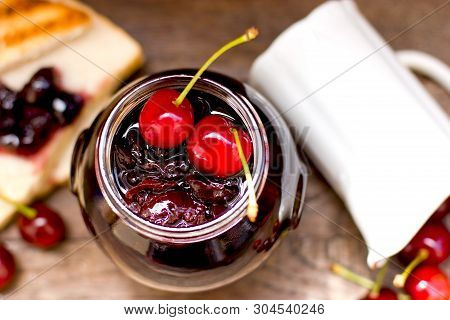 Healthy Breakfast, Homemade Make Cherry Jam - Marmalade And Tost