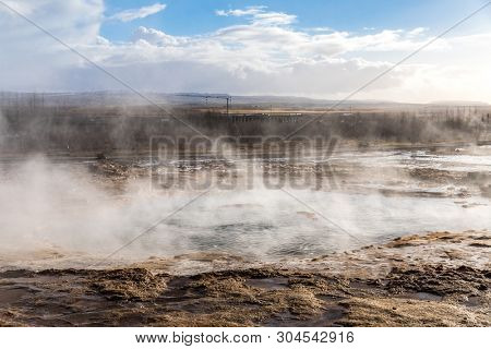 strokkur geysir hot spring Eruption in golden circle  Iceland.