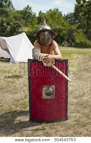 Boy In Combat Gladiator Armor