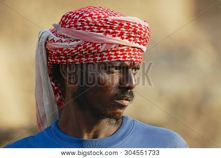 Aden, Yemen - September 14, 2006: Portrait Of Unidentified Man Wearing Traditional Head Scarf In Ade