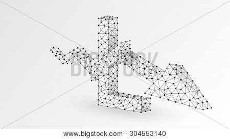 Downtrend Arrow Litecoin Cryptocurrency Chart. Business, Data Cash Crisis, Digital Finance Concept. 