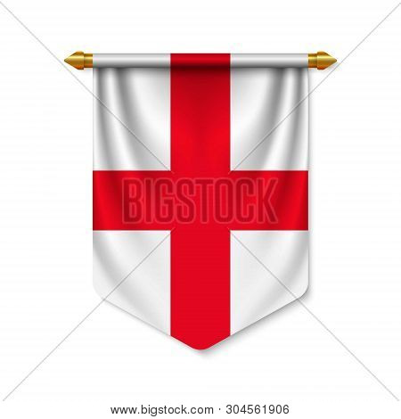 3d Realistic Pennant With Flag Of England. Vector Illustration