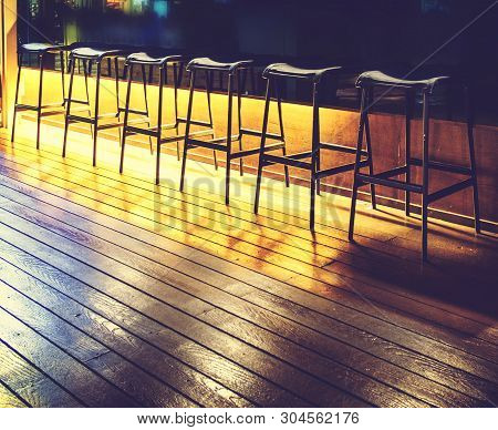 Interior Of A Modern Pub Or Bar At Night