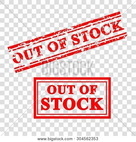 Vector 2 Style Of Grungy Red Rubber Stamp, Out Of Stock
