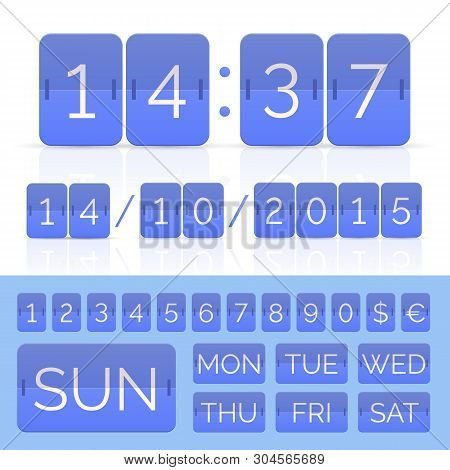 Colored Flat Calendar With Week Days And Flip Timer