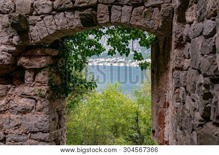 The Ruins Of An Old Abandoned Catholic Church Stara Zupna Crkva On Mount Vrmac, The Town Of Prcanj, 
