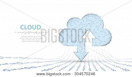 Cloud Technology. Polygonal Wireframe Art Looks Like Constellation. Concept Illustration Or Backgrou