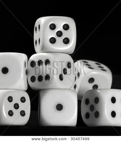 White Dice In Black Back