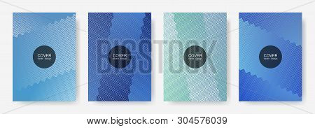Zig Zag Lines Halftone Banner Templates Set, Gradient Stripes Texture Vector Backgrounds For   Busin