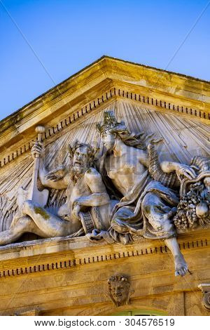 Detail Fom Corn Exchange Hall Building At Place De L'hotel De Ville In Aix-en-provence, France