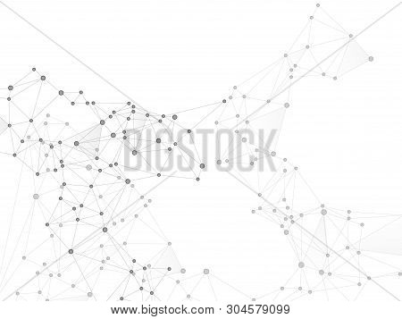 Gometric Plexus Structure Cybernetic Concept. Network Nodes Greyscale Plexus Background. Molecule, A