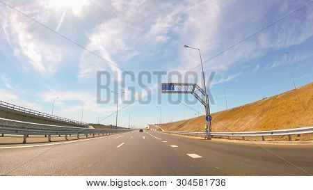 Travel By Car On The Bypass Road To The Crimean Bridge