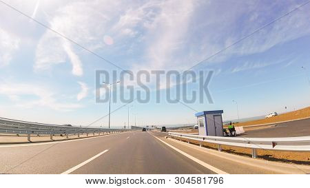Travel By Car On The Bypass Road To The Crimean Bridge