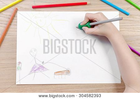 Childs Hand With Writing Tool For Help By Incorrect Holding Of Pencil