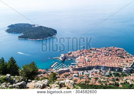View From Mount Sdr To Otok Lokrum, A Small Island Near Dubrovnik Croatia