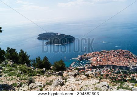 View From Mount Sdr To Otok Lokrum, A Small Island Near Dubrovnik Croatia