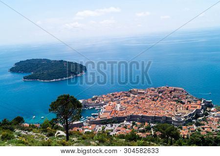 View From Mount Sdr To Otok Lokrum, A Small Island Near Dubrovnik Croatia