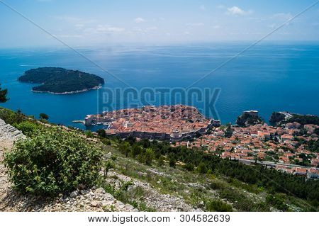 View From Mount Sdr To Otok Lokrum, A Small Island Near Dubrovnik Croatia