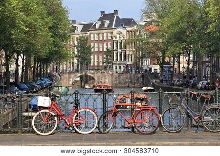 Amsterdam, Netherlands - July 7, 2017: Herengracht Canal In Amsterdam, Netherlands. Amsterdam Is The