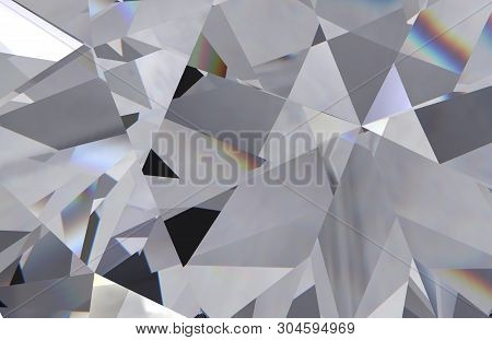3d Illustration Diamond Realistic Crystal Texture Zoom