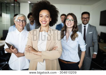 Successful Business Group Of People At Work In Office