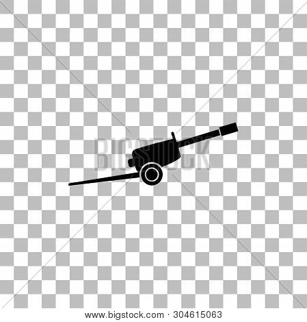 Howitzer. Black Flat Icon On A Transparent Background. Pictogram For Your Project