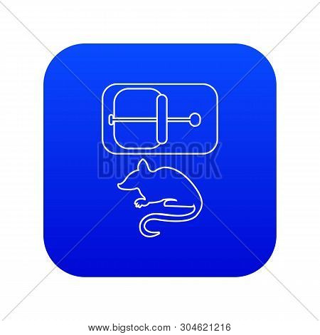 Mousetrap Icon Blue Vector Isolated On White Background