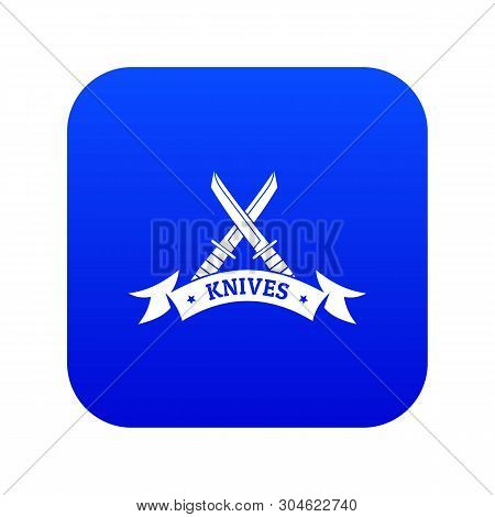 Knive Shop Icon Blue Vector Isolated On White Background