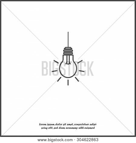 Vector Icon Hanging Burning Light Bulb Icon On White Isolated Background.