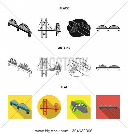 Vector Illustration Of Bridge And Construction Logo. Collection Of Bridge And Arch Vector Icon For S