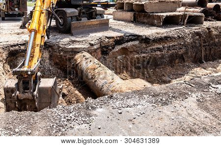Replacement Of Heating Pipes And Modernization Of The Heating System. Repair Of Old Rusty Metal Pipe