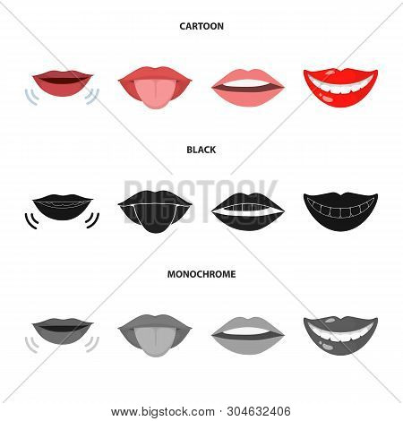 Vector Illustration Of Kiss  And Smile Icon. Collection Of Kiss  And Sexy  Stock Vector Illustration