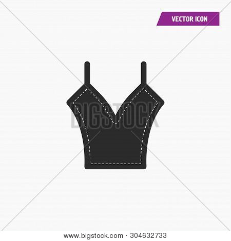 Black Women Breast Waist Corset, Underwear Icon. With White Knit Thread. Vector.