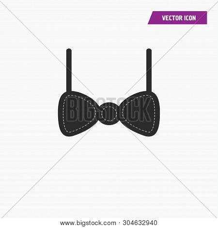 Black Woman Bikini, Underwear Icon. With White Knit Thread On It. Vector.