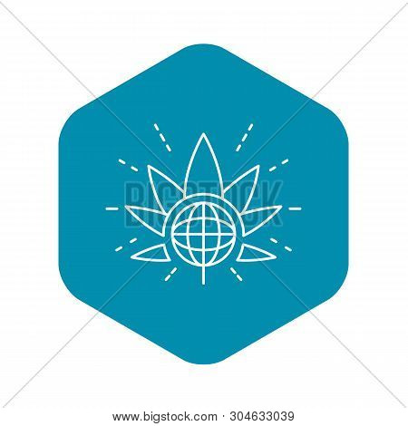 Global Marijuana Leaf Logo. Outline Global Marijuana Leaf Vector Logo For Web Design Isolated On Whi