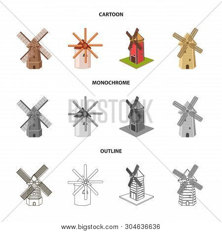 Vector Illustration Of Landscape And Village Symbol. Set Of Landscape And Farm Stock Symbol For Web.