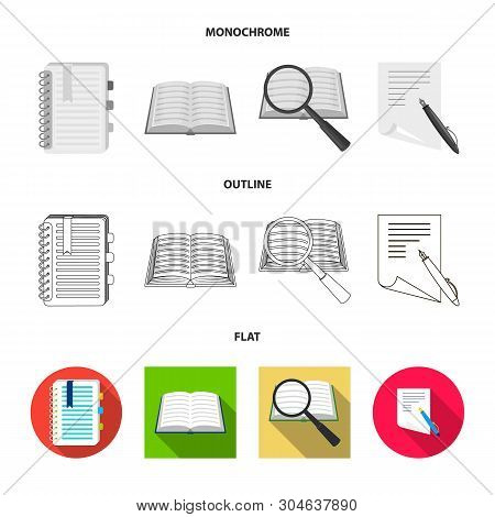 Vector Illustration Of Book And Open Logo. Set Of Book And Pencil Vector Icon For Stock.