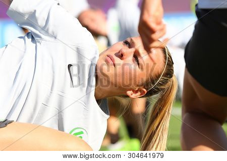Kyiv, Ukraine - May 23, 2018: Lara Dickenmann Of Vfl Wolfsburg In Action During Training Session Bef