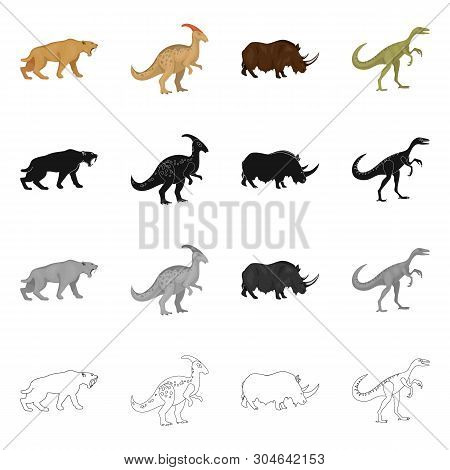 Isolated Object Of Animal And Character Logo. Set Of Animal And Ancient  Stock Symbol For Web.