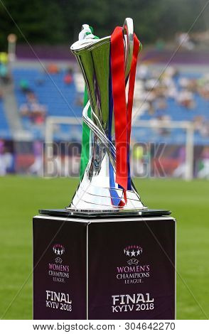 Kyiv, Ukraine - May 26, 2018: Uefa Womens Champions League Trophy (cup) Presents Before The Final Ga